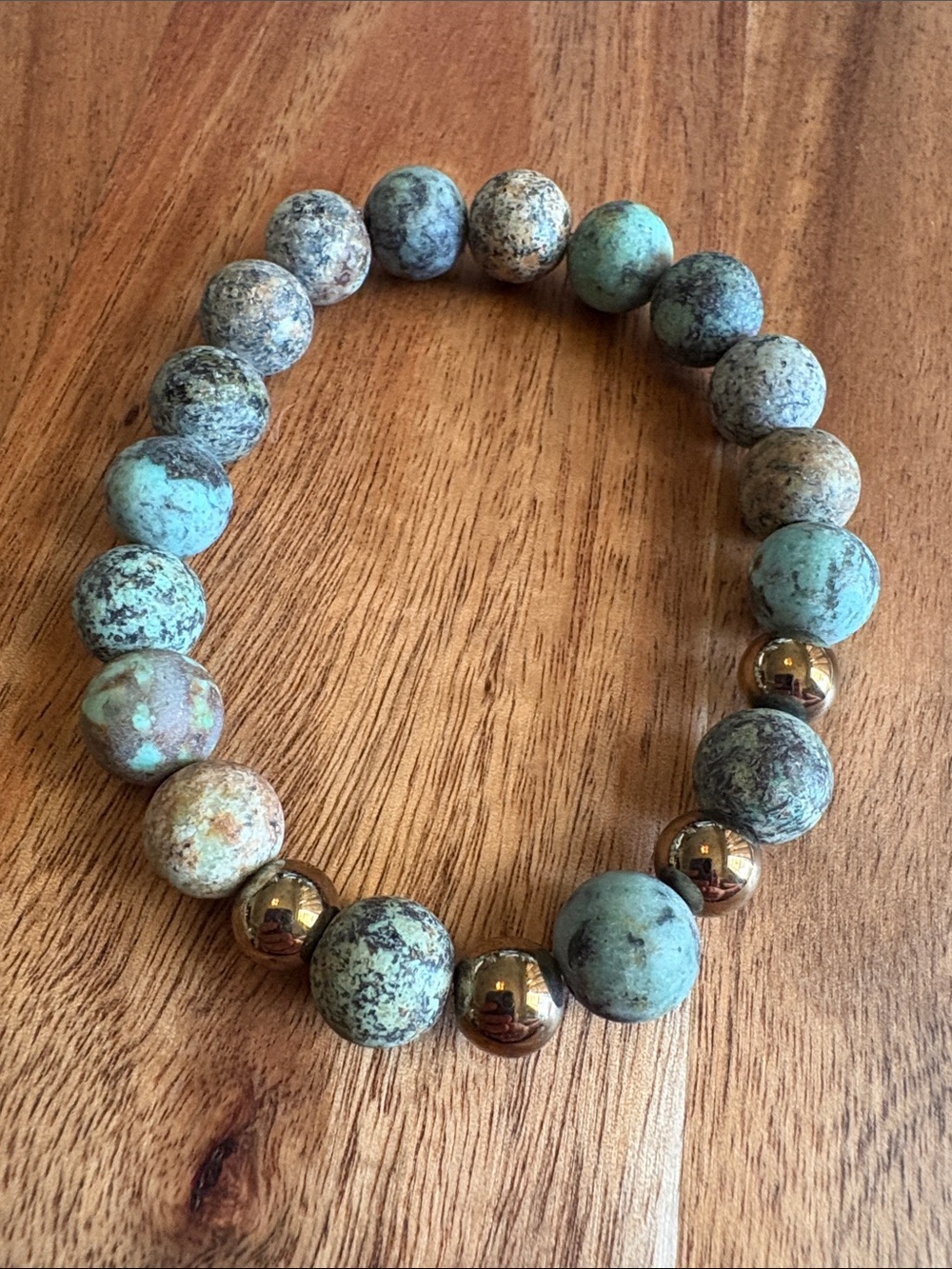 Handmade African Turquoise Gemstone Stretch Bracelet